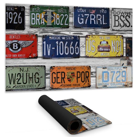 Begin Home Decor C1DM1424OJYL18 14 x 24 in. Number Plates Desk Mat - Man Cave Decor - Typo & Symbol Shapes
