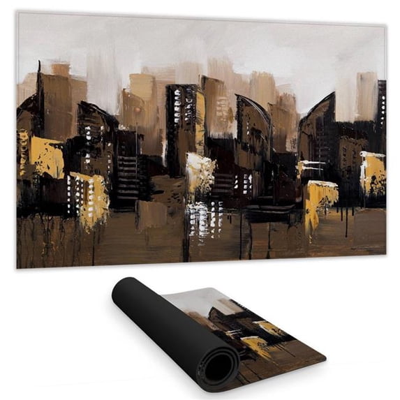 Begin Home Decor C1DM1424QR68O9 14 x 24 in. Brown Cityscape Desk Mat - Urban Home Decor Essential