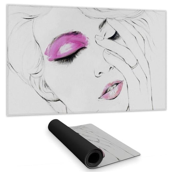 Begin Home Decor C1DM1424WV59IR 14 x 24 in. Pink Makeup Beauty Desk Mat - Contemporary Home Decor