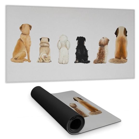 Begin Home Decor C1DM15310MNOL8 16 x 32 in. White Animals Desk Mat - Mans Best Friend Back View Decor