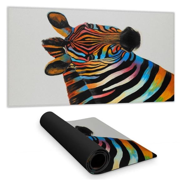 Begin Home Decor C1DM153150Y82Y 16 x 32 in. Animals Blue Exotic Desk Mat - Colorful Zebra Profile View