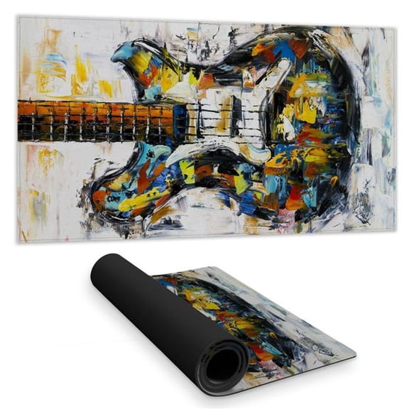 Begin Home Decor C1DM1531FWBXCI 16 x 32 in. Abstract Colorful Guitar Desk Mat - Blue Contemporary Decor