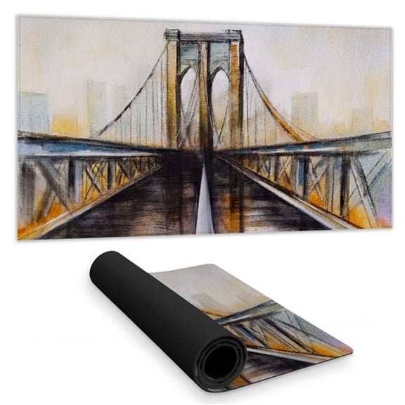 Begin Home Decor C1DM1531QONAGR 16 x 32 in. Colorful Brooklyn Bridge Blue Desk Mat - Bedroom Decor