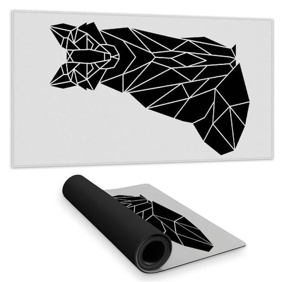 Begin Home Decor C1DM1531R2H3GT 16 x 32 in. Geometric Fox White Desk Mat - Animal Shape Home Decor