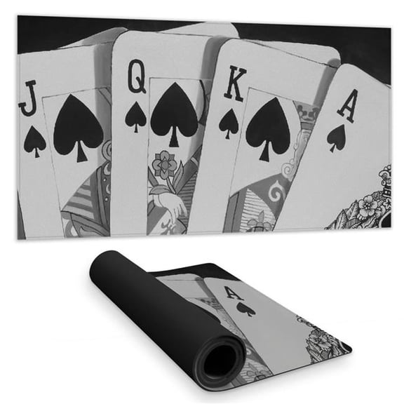 Begin Home Decor C1DM1531U25JL5 16 x 32 in. Black & White Card Game Desk Mat - Home Decor Essentials