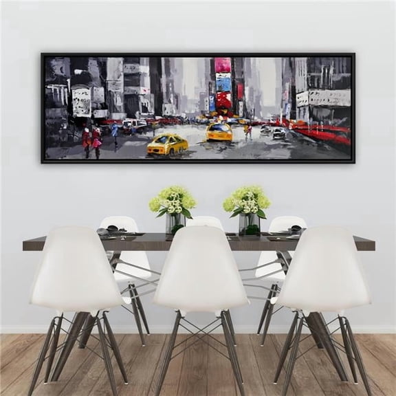 Begin Home Decor C1FC2060RG7Q8K 20 x 60 in. Abstract Street with Yellow Taxis - Framed Canvas Decor