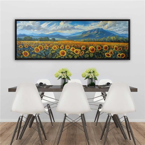 Begin Home Decor C1FC2060WG4YAV 20 x 60 in. Sunflower Field - Turquoise Framed Canvas Home Decor Art