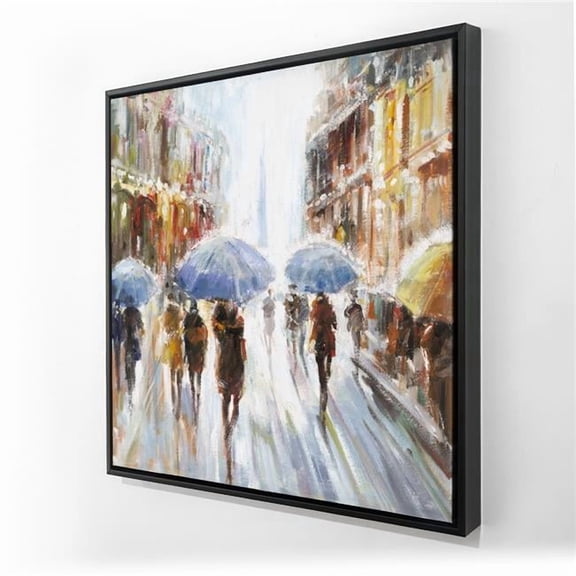 Begin Home Decor C1FC2424Q8LCCA 24 x 24 in. Abstract Rain in the City - Framed Canvas for Living Room Decor