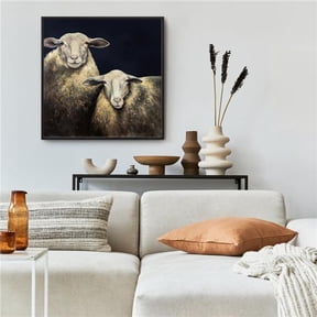 Begin Home Decor C1FC2424WVN4R3 24 x 24 in. Two Sheep Blue Background - Turquoise Framed Canvas Decor