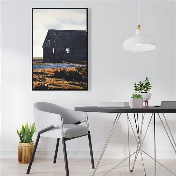Begin Home Decor C1FC2436EI9HTJ 24 x 36 in. Abandoned Barn - Blue Framed Canvas for Home Decor