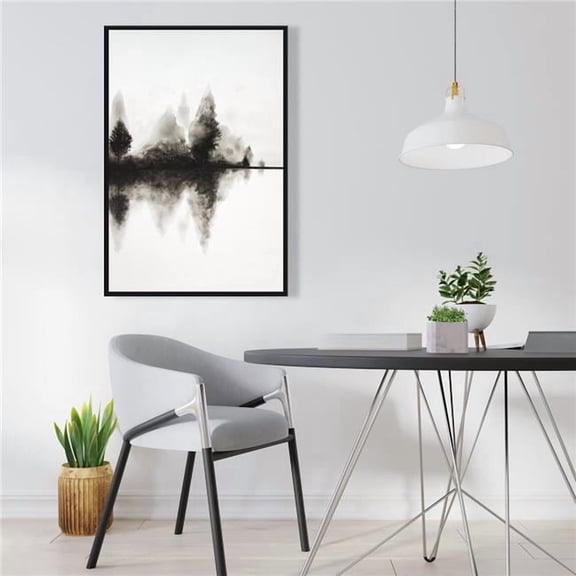 Begin Home Decor C1FC2436FAW38Y 24 x 36 in. Reflection - White Trees Framed Canvas for Home Decor