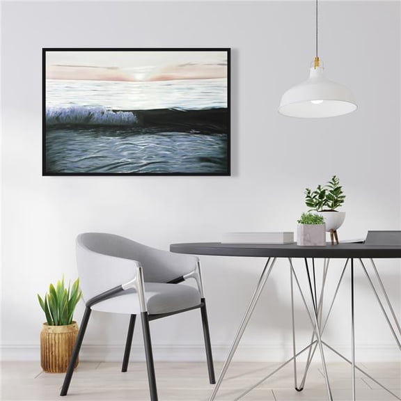 Begin Home Decor C1FC2436LOYJ5Q 24 x 36 in. Desaturated Sunset - Framed Canvas Beach Landscape Decor