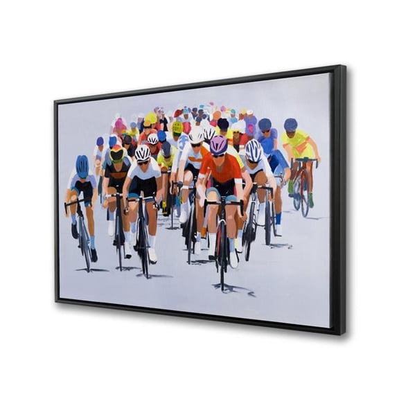 Begin Home Decor C1FC2436QY3HVC 24 x 36 in. Cycling Competition - Beige Framed Canvas for Home Decor