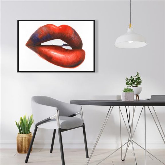 Begin Home Decor C1FC2436XDVPLZ 24 x 36 in. Beautiful Red Mouth - Fashion Romantic Framed Canvas Decor