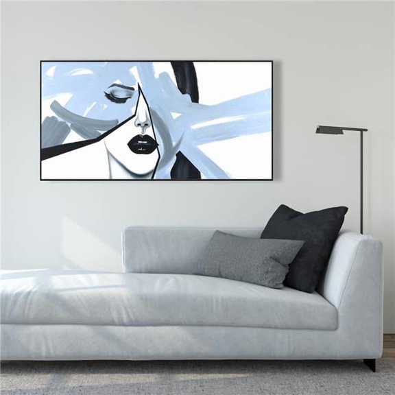 Begin Home Decor C1FC2448MS2WKU 24 x 48 in. Abstract Blue Woman Portrait - Black Framed Canvas Decor