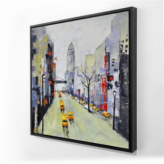 Begin Home Decor C1FC36368O4DDQ 36 x 36 in. Gray Street with Yellow & Red Accents - Framed Canvas Art