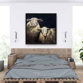Begin Home Decor C1FC3636S33LAL 36 x 36 in. Two Sheep Blue Background - Gray Framed Canvas Decor