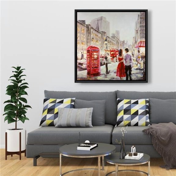 Begin Home Decor C1FC3636SNXQ9C 36 x 36 in. Couple Walking - Man Red Framed Canvas Home Decor Art