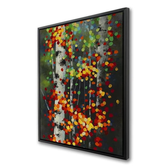 Begin Home Decor C1FC36480BX5AV 36 x 48 in. Colorful Dotted Leaves Birches - Green Contemporary Canvas Art