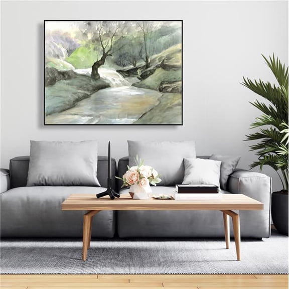 Begin Home Decor C1FC3648APKE6E 36 x 48 in. Oasis of Relaxation - Illustrative Trees Framed Canvas Art