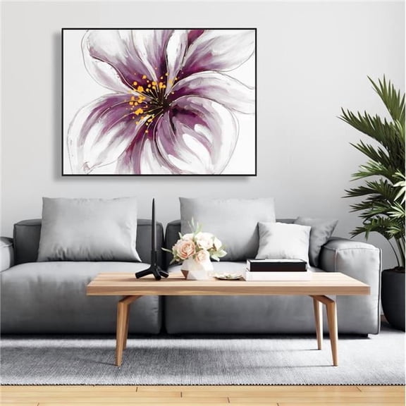 Begin Home Decor C1FC3648BSRSDU 36 x 48 in. Purple Orchid - Gray Floral Botanical Framed Canvas Decor