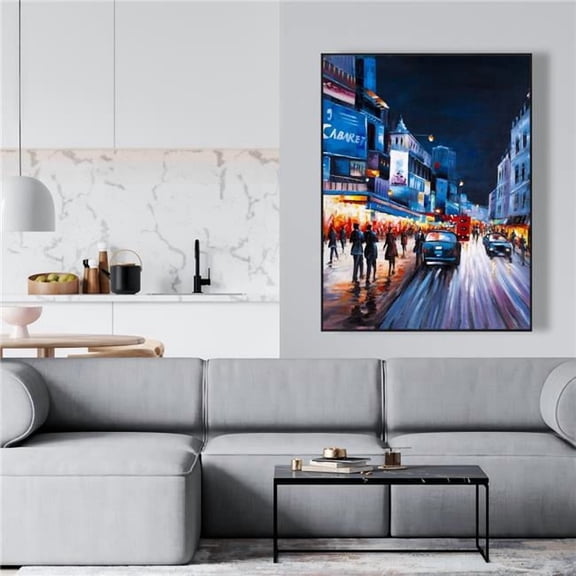 Begin Home Decor C1FC3648E9IF31 36 x 48 in. Cabaret Evening - Cities Office Framed Canvas Home Decor