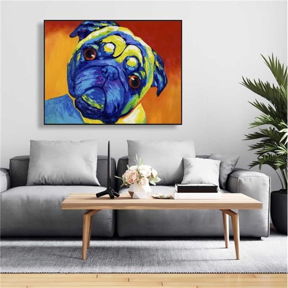 Begin Home Decor C1FC3648FOTUK4 36 x 48 in. Curious Pug - Framed Canvas for Animal Lovers Home Decor