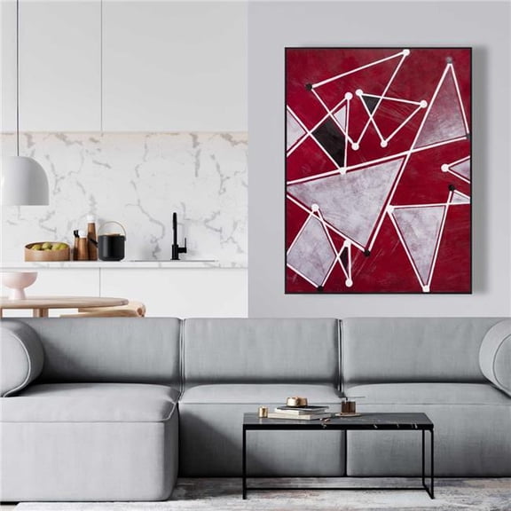 Begin Home Decor C1FC3648HL55E7 36 x 48 in. White Triangles on Red Background - Abstract Office Canvas