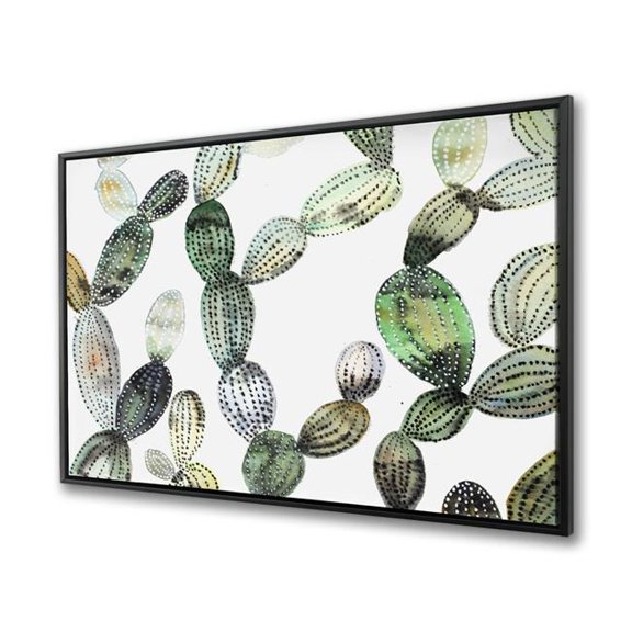 Begin Home Decor C1FC3648UI7ZLG 36 x 48 in. Pattern Opuntia Cactus - Framed Canvas Home Decor Art