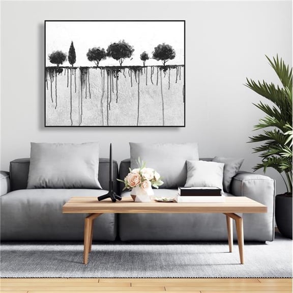 Begin Home Decor C1FC3648UVD7M1 36 x 48 in. Ink Bleeding Trees - Modern Framed Canvas Home Decor Art