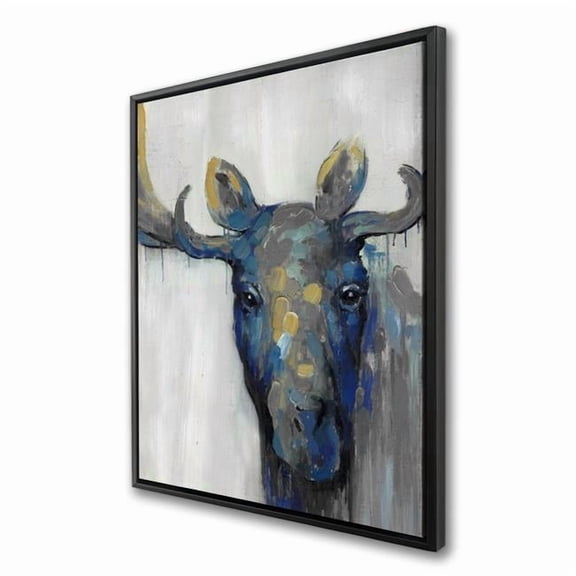 Begin Home Decor C1FC3648X5O032 36 x 48 in. Blue Moose - Rustic Blue Framed Canvas Home Decor Piece