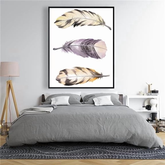 Begin Home Decor C1FC48606GK1MC 48 x 60 in. Horizontal Striped Feather Set - Framed Canvas Home Decor