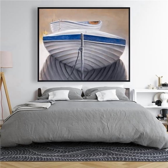 Begin Home Decor C1FC48606Y1UI4 48 x 60 in. Two Canoe Boats - Beige Bedroom Framed Canvas Home Decor
