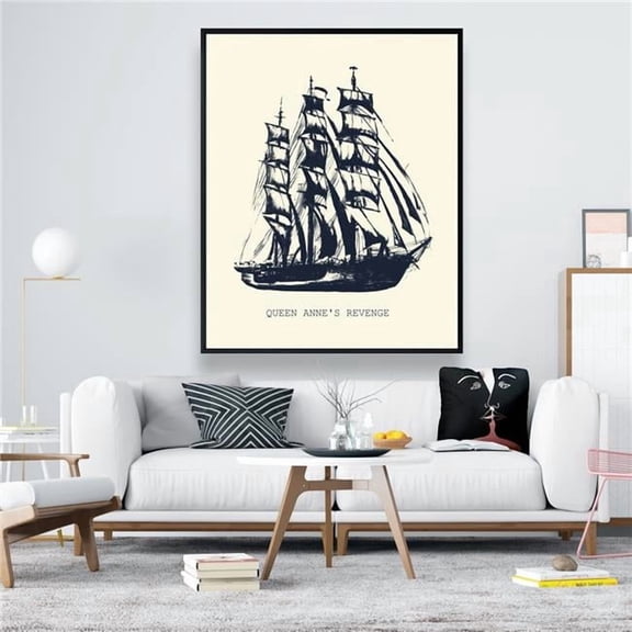 Begin Home Decor C1FC4860B8Y1XN 48 x 60 in. Old Boat - Beige Framed Canvas for Living Room Decor
