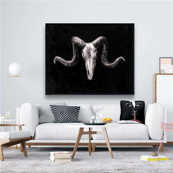 Begin Home Decor C1FC4860E8GTPC 48 x 60 in. Skeleton Skulls Grunge Style - Gray Rustic Framed Canvas Decor