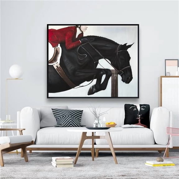 Begin Home Decor C1FC4860GLM93H 48 x 60 in. Riding Competition - Red Man Cave Framed Canvas for Home Decor