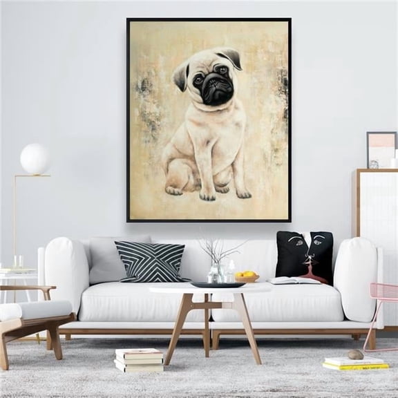 Begin Home Decor C1FC4860J4UDB4 48 x 60 in. Small Pug Dog - Framed Canvas for Living Room Decor