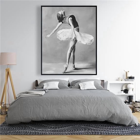 Begin Home Decor C1FC4860J8KPWM 48 x 60 in. Classic Ballet Dancer - Monochrome Black Framed Canvas Decor