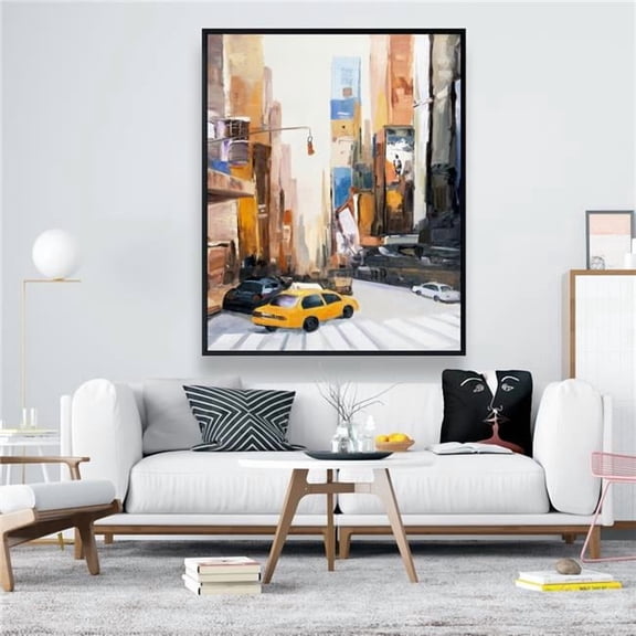 Begin Home Decor C1FC4860W20QR6 48 x 60 in. N-Y Early in the Morning - Beige Framed Canvas Home Decor