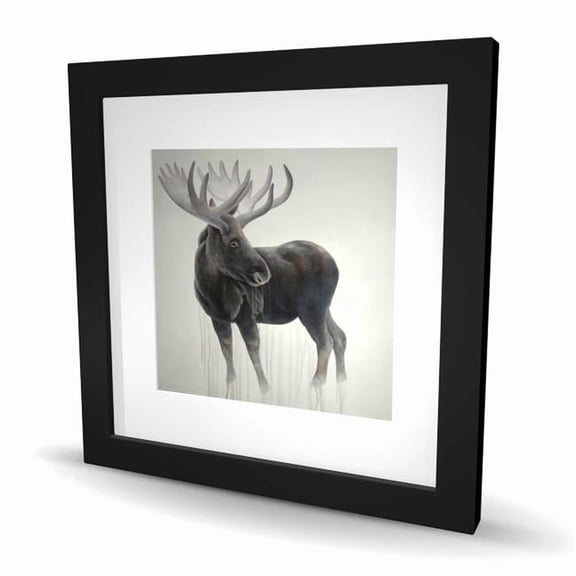 Begin Home Decor C1FM16162SHM51 16 x 16 in. Bull Moose Beige Framed Matted Print - Home Decor Accent