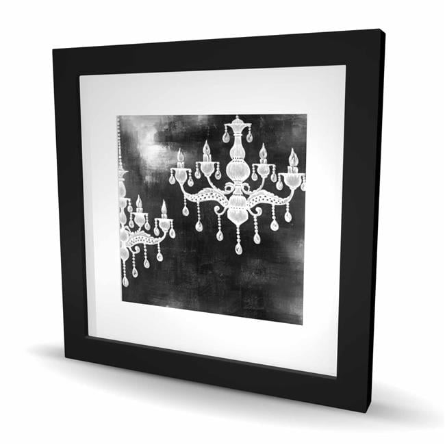 Begin Home Decor C1FM16163NNFEF 16 x 16 in. White Chandeliers - Black Kitchen Framed Matted Print Decor