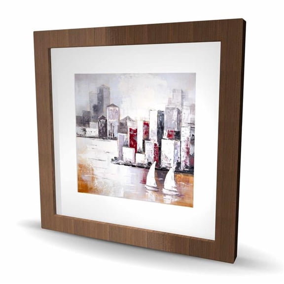Begin Home Decor C1FM16164RHUWB 16 x 16 in. Sailboats & Urban City - Livingroom Coastal Framed Print
