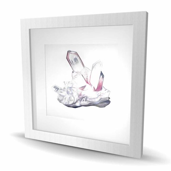 Begin Home Decor C1FM1616759WN7 16 x 16 in. Clear Quartz Crystal - White Modern Framed Matted Print Wall Art