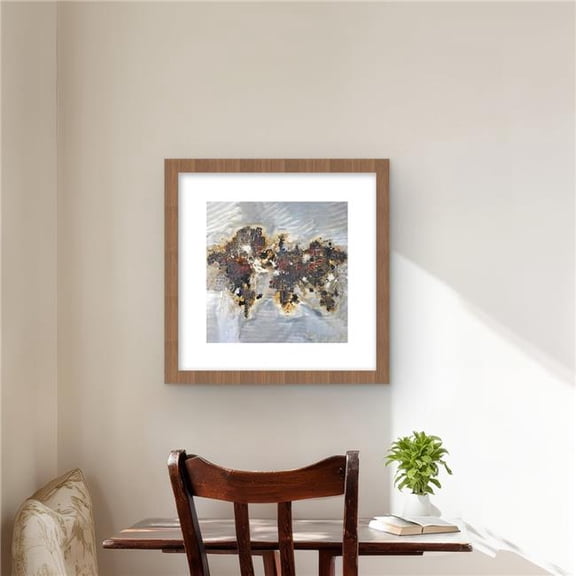 Begin Home Decor C1FM161677QKWW 16 x 16 in. Texturized World Map with Typography - Brown Framed Print