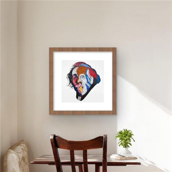 Begin Home Decor C1FM16168TD906 16 x 16 in. Abstract Albert Einstein - Red Pattern Framed Matted Print