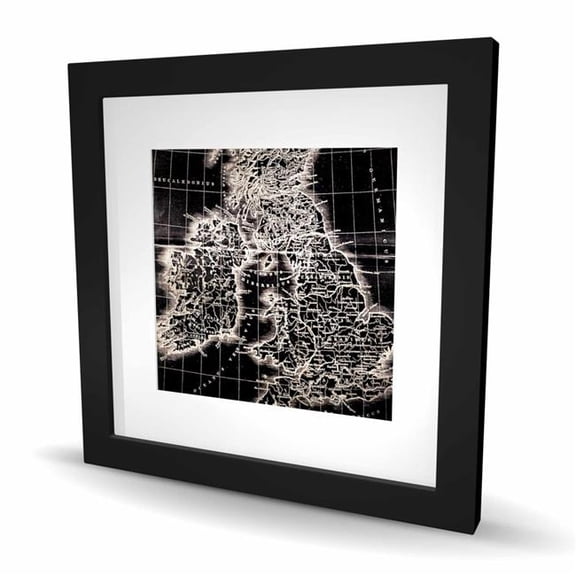 Begin Home Decor C1FM16169ODRKT 16 x 16 in. Roman Britain Maps - Blueprints Satellite View Framed Print