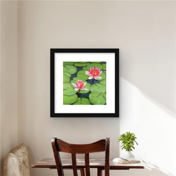 Begin Home Decor C1FM1616AL26T3 16 x 16 in. Lotus Flowers in A Swamp - Green Flowers Framed Print