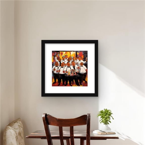 Begin Home Decor C1FM1616BW067O 16 x 16 in. The Good Evening - Gastronomy Red Framed Matted Print Decor