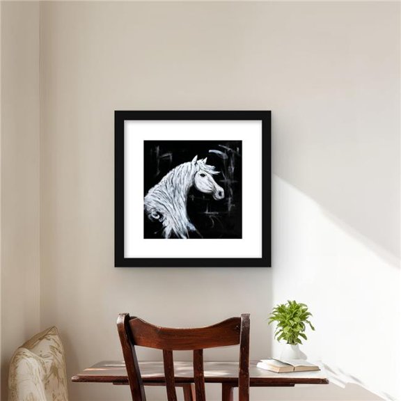 Begin Home Decor C1FM1616EDNSMO 16 x 16 in. Horse Profile View - Monochrome White Framed Print Decor