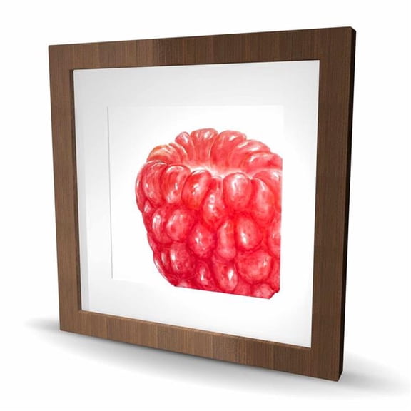 Begin Home Decor C1FM1616F95WG7 16 x 16 in. Raspberry - Illustrative Food Framed Matted Print for Decor